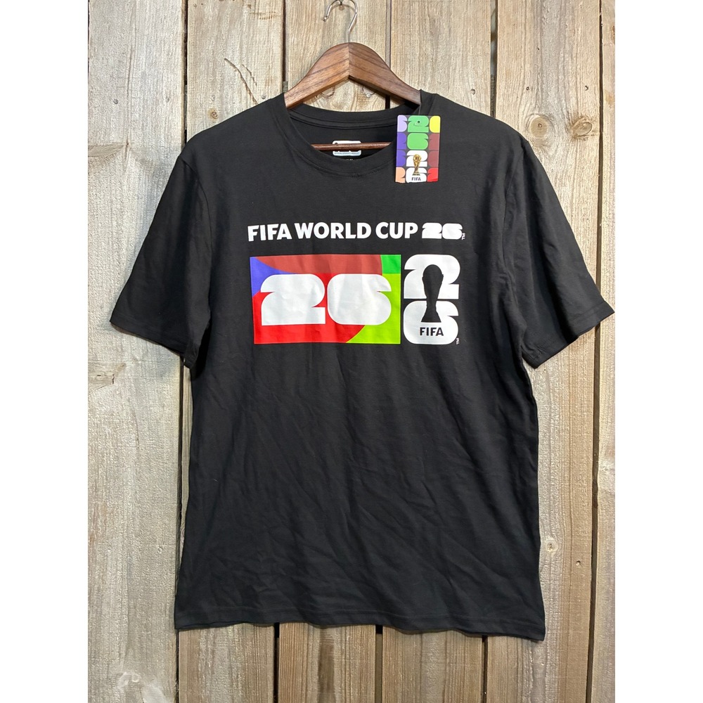 FIFA World Cup 26 Official T-Shirt Medium Black Host Cities Canada Mexico USA